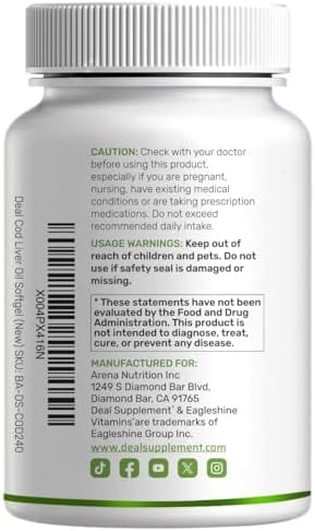 Deal Supplement Cod Liver Oil bottle showing lemon flavor detail