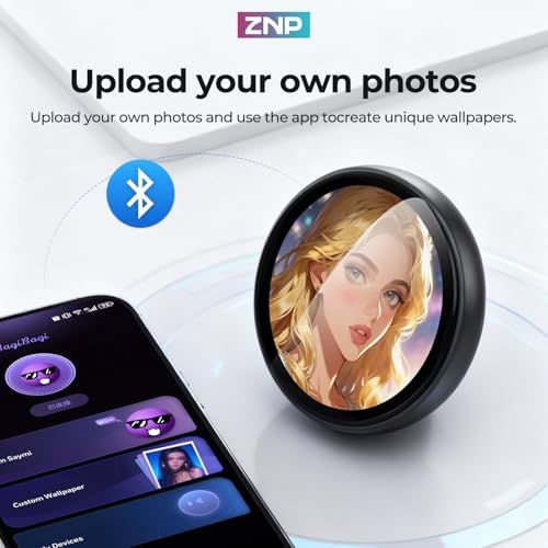 Compact circular AI electronic badge with glossy black finish and magnetic back
