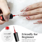 Top down view of Jodsone 10ml red nail art gel packaging