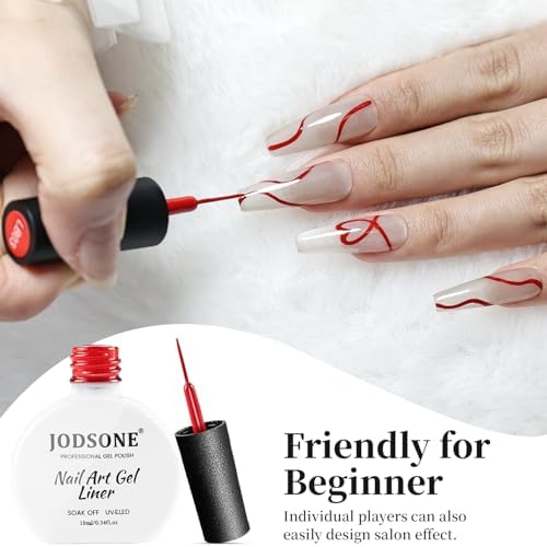 Top down view of Jodsone 10ml red nail art gel packaging