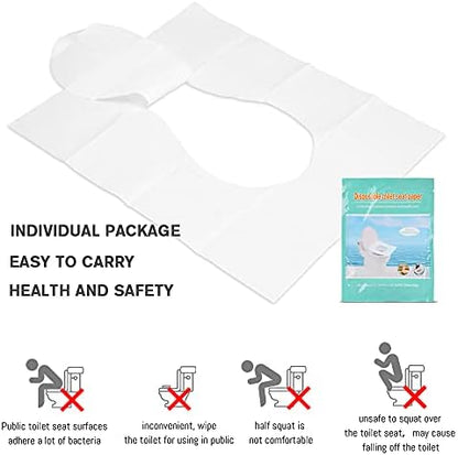 Biodegradable toilet seat cover sheet dissolving in water showing flushable material.