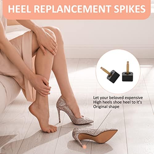 Comparison of black and beige replacement heel tips in five different sizes