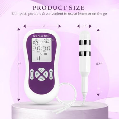K-fit digital control unit showing program settings for pelvic floor strengthening.