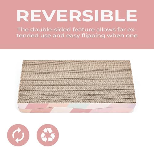 Wide corrugated pet scratcher board showing the included natural catnip packet