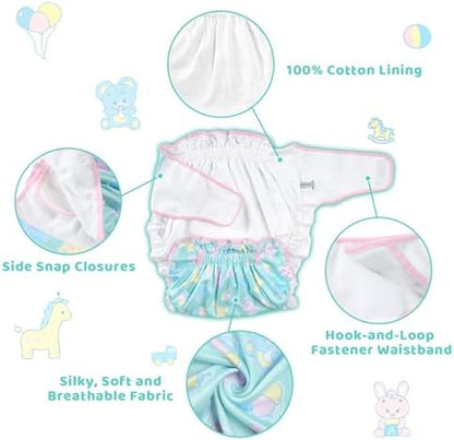 Littleforbig Baby Parade pattern diaper wrap with ribbon