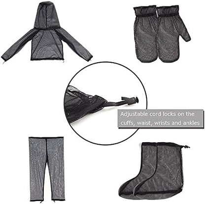 Woman wearing outdoor bug repellent mesh clothing while gardening