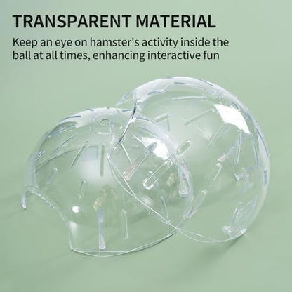 Transparent dwarf hamster activity ball placed on a flat floor ready for exercise