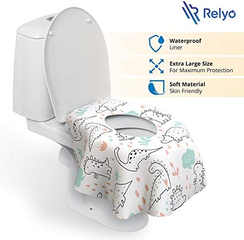 Extra large waterproof toilet seat cover draped over a public commode.