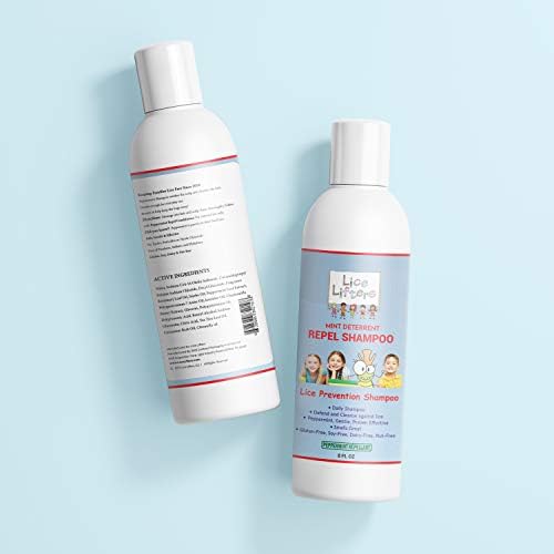 Lice Lifters shampoo bottle showing peppermint oil benefits
