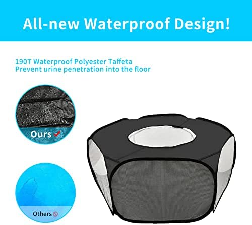 Guinea Pig Playpen, Waterproof Small Animals Playpen with Anti Escape Cover Portable Cat Playpen Breathable Indoor/Outdoor Yard Exercise Cage Tent for Hamster Puppy Chinchillas Rabbits(Black) - Image 6