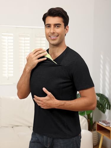 ThusFar short sleeve V neck dad shirt fabric detail