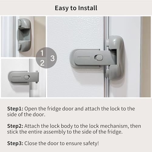 Close up of strong adhesive tape on child safety fridge lock