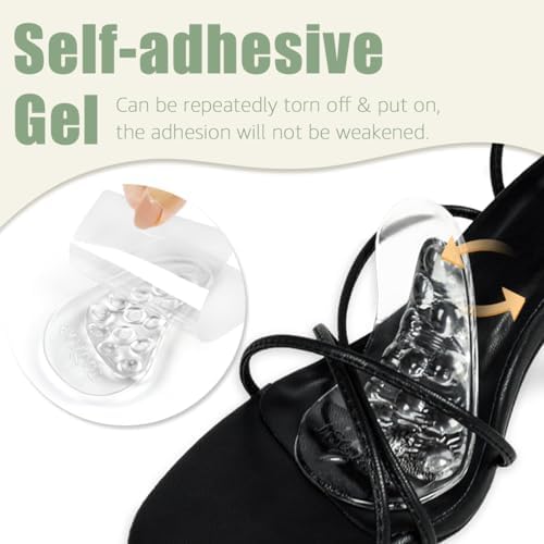 Demonstration of Skyfoot arch pads being placed in a flat dress shoe.