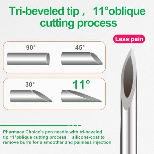 Pharmacy Choice sterile insulin pen needles individual packaging for hygiene.