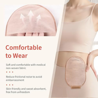 DERAYMI skin friendly hydrocolloid ostomy supplies package contents displaying the non woven fabric backing side