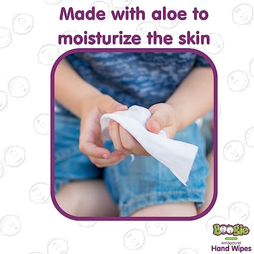 Antibacterial Hand Wipes by Boogie, Alcohol Free, Hypoallergenic and Moisturizing Aloe, Hand Wipes for Kids and Adults, 6 Packs of 20 (120 total wipes) - Image 4