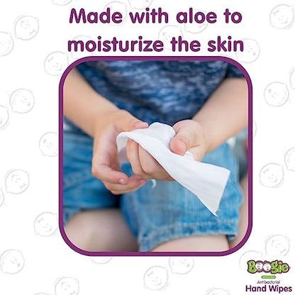 Antibacterial Hand Wipes by Boogie, Alcohol Free, Hypoallergenic and Moisturizing Aloe, Hand Wipes for Kids and Adults, 6 Packs of 20 (120 total wipes) - Image 4