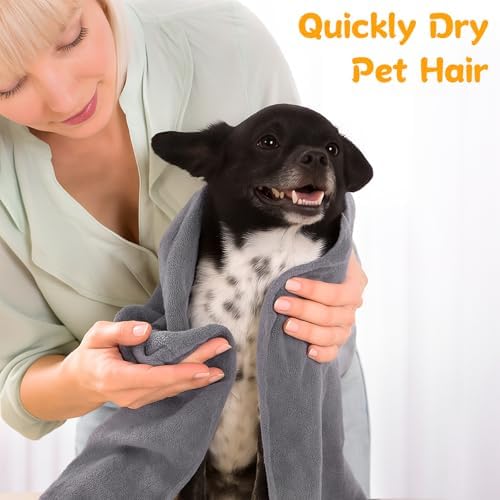 Durable grey dog towel for grooming and travel