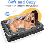 Chez Paw Large Orthopedic Dog Bed for Extra Large Dogs, Waterproof XL Egg-Crate Foam Dog Bed with Removable Washable Cover & Non-Slip Bottom, 4-Sided Bolster Support,Grey 42"x30"x7.5" - Image 6