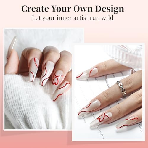 Jodsone Red Gel Liner swatches showing 3D nail art designs