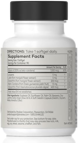 Shaklee CarotoMax softgel supplement label details
