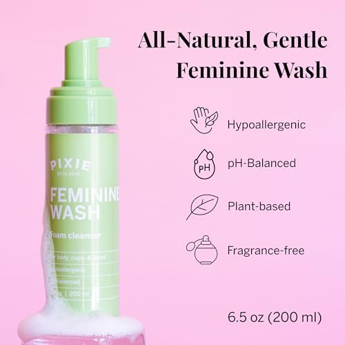 Pixie Cup foaming cleanser being dispensed for menstrual cup cleaning
