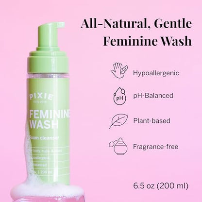 Pixie Cup foaming cleanser being dispensed for menstrual cup cleaning