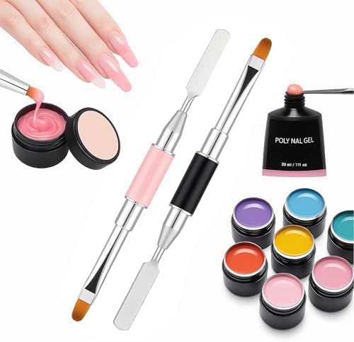 Using the Jeonekid dual-ended tool for sculpting poly gel extensions.