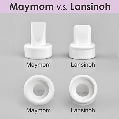 Top angle view of four factory sealed Maymom duckbill valves on a clean background