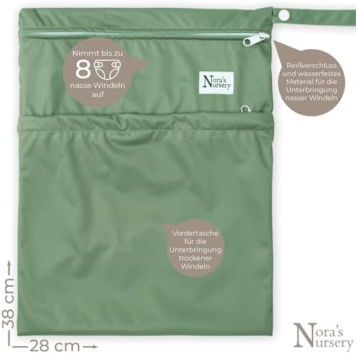 Nora's Nursery wet bag dual zippered pocket detail
