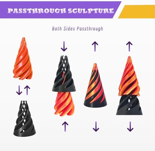 MFUERSTIC multicolor 1.5 inch impossible pyramid passthrough desk novelty separated into two individual pieces
