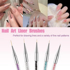 Aibee nail art brushes showing detailed liner tips and dotting ends