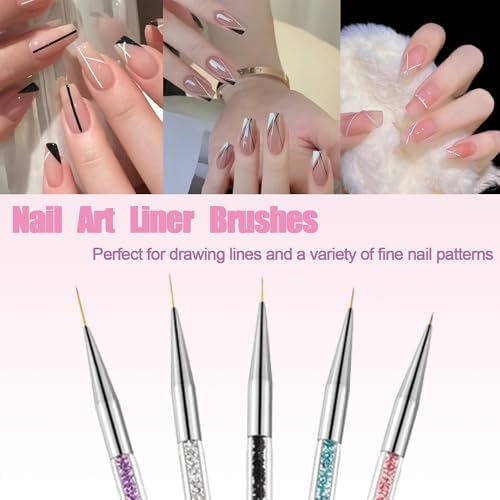 Aibee nail art brushes showing detailed liner tips and dotting ends
