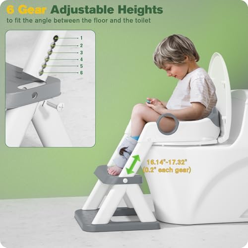 The RABB 1ST toddler steps folded flat for compact bathroom storage.