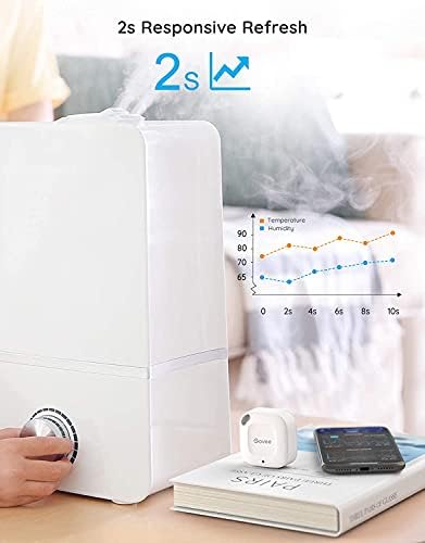 White Govee digital hygrometer hardware showcasing its small portable form factor.