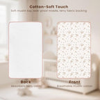 Two pack set of Konssy muslin cotton changing pads displayed in pink and blossom patterns.