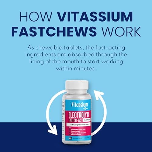 Side view of Vitassium FastChews bottle highlighting the sodium and potassium nutritional facts