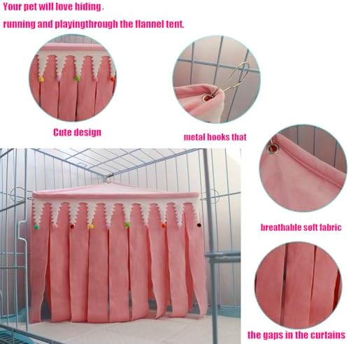 Guinea Pig Hideout,Pets Forest Cage Corner Hideout,Cage Accessories for Guinea Pig, Bunny, Chinchilla, Hamster, Rabbit and Other Small Pets, No Metal Fences (Pink,Medium) - Image 4