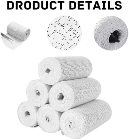 Six white plaster strip gauze rolls arranged neatly to highlight the premium packaging and product count.
