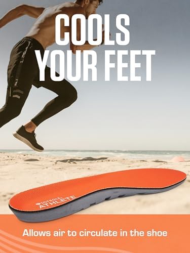 Visual guide demonstrating how to trim the toe area of Sof Sole Athlete insoles for a custom fit.