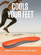 Visual guide demonstrating how to trim the toe area of Sof Sole Athlete insoles for a custom fit.