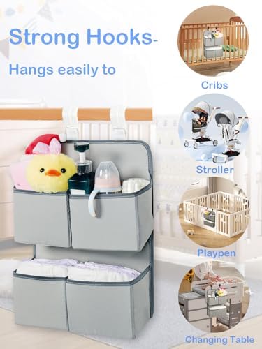 Side profile of Kikjok baby essentials storage stacker