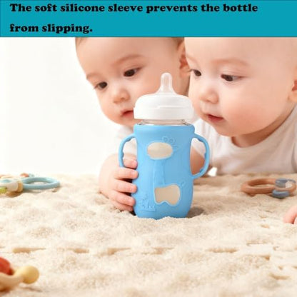 Anti breakage protective sleeve on glass baby bottle
