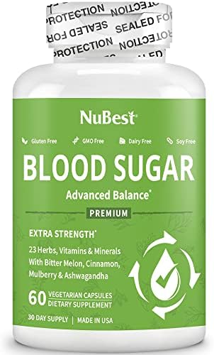 NuBest Blood Sugar vegetarian capsules nutrition facts and ingredients label