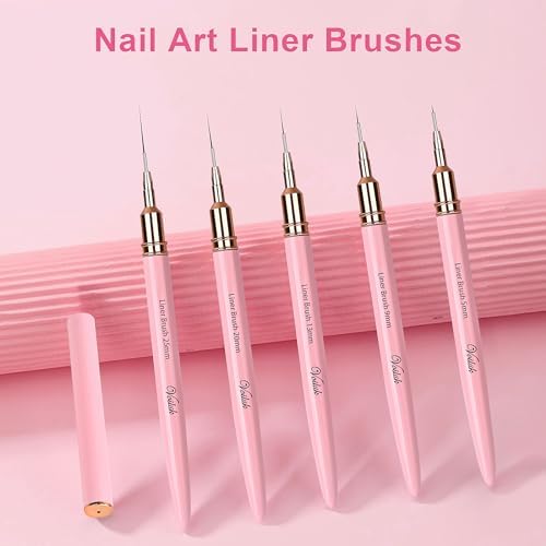 Close up view of nylon bristles on Voiluk liner brushes for nail art