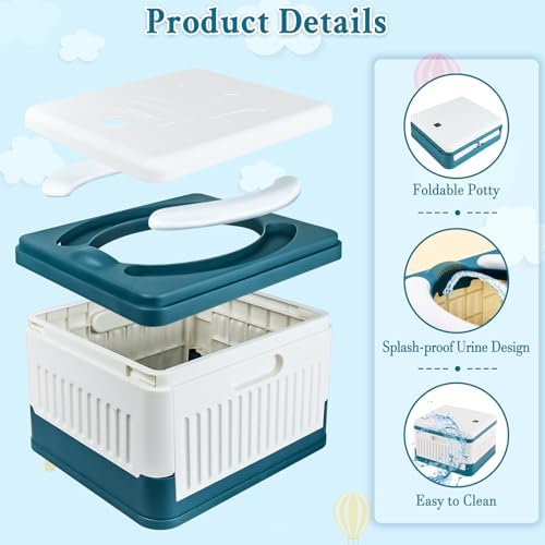 Travel Potty Seat for Toddler, Portable Potty Training Toilet Seats, Foldable Baby Potty Stool, Car Potty for Kids Boys Girls, Emergency Mobile Toilet for Outdoor/Indoor, w/ 60 Cleaning Bags - Image 5