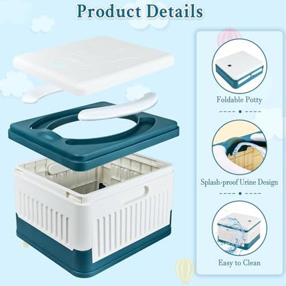 Travel Potty Seat for Toddler, Portable Potty Training Toilet Seats, Foldable Baby Potty Stool, Car Potty for Kids Boys Girls, Emergency Mobile Toilet for Outdoor/Indoor, w/ 60 Cleaning Bags - Image 5