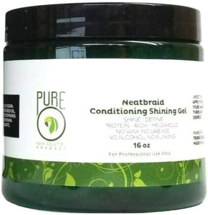 Pure O Natural Neatbraid Conditioning Gel 453g front view showing authentic professional packaging.