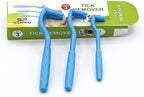 Three sizes of blue SialPro tick hooks for pain-free extraction