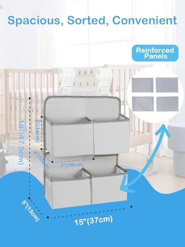 Close up view of Kikjok diaper organizer 4 compartments